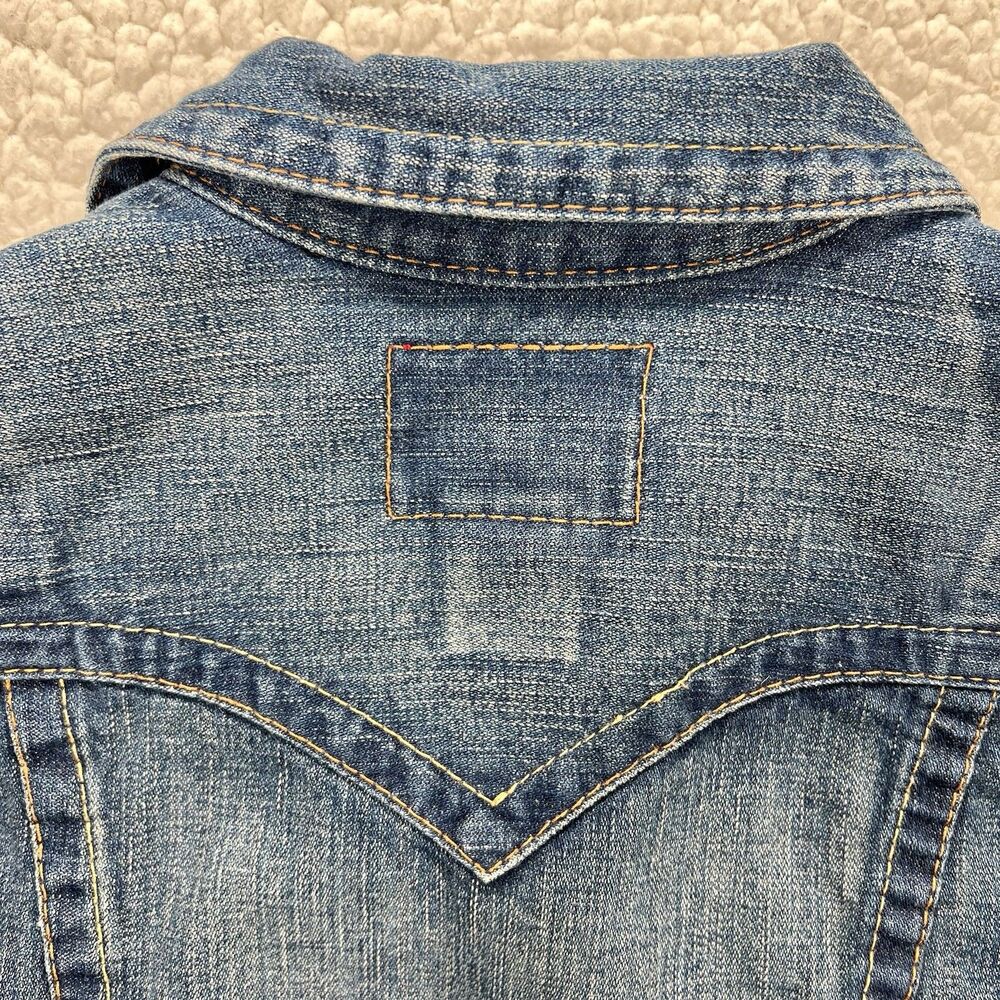 True Religion Denim Trucker Jacket Jimmy Women's Medium Distressed Y2K - Picture 12 of 14